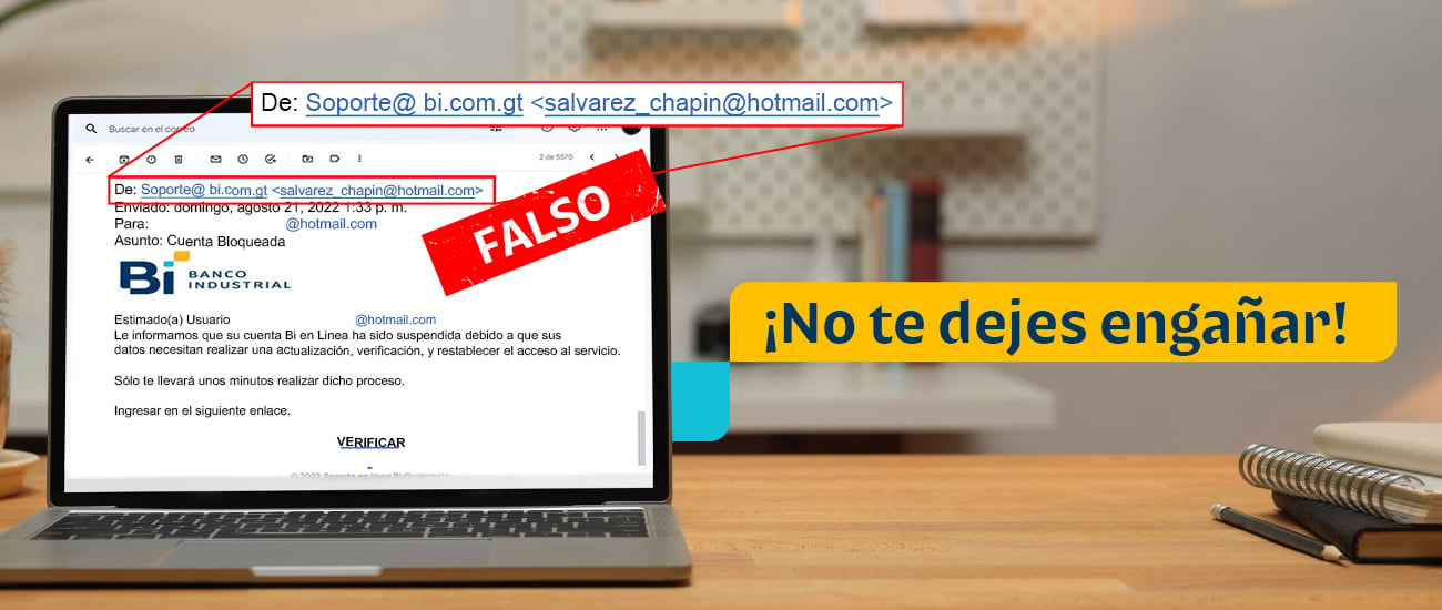 Mantente alerta Con este tipo de correos electrónicos y sitios web falsos